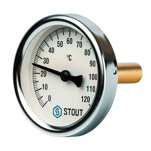 Термометр биметаллический 63 мм с погружной гильзой 75 мм Stout Stout